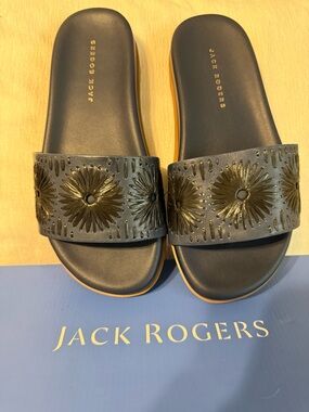 Jack Rogers Somerset Slides Size 8 Sandals Midnight Navy Blue and Black